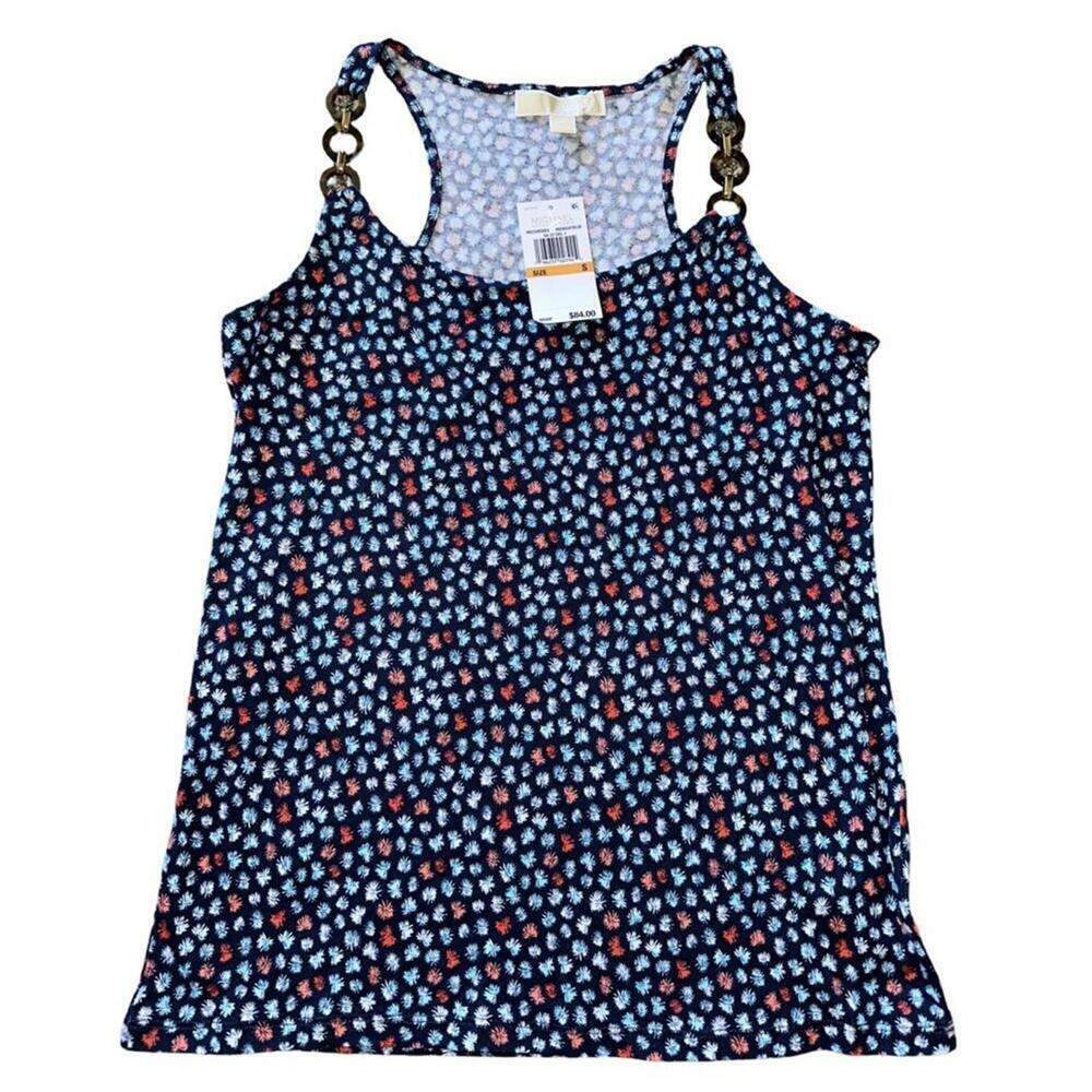 Michael Kors Three-Ring Size Small Tank Top Midnight Blue Shirt w/ Fireworks New